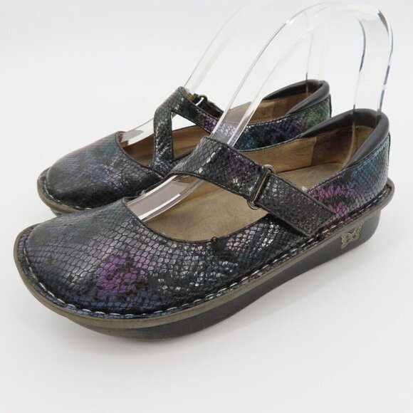 Alegria Dayna 38 EU 8/8.5 US Multicolor Snakeskin Leather Mary Jane Shoes DAY726 - Picture 12 of 13